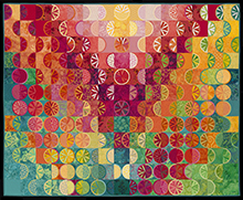 Fruit Cup Runneth Over  |  2015  |  54” x 67”  |  Best Mixed and Other Techniques; Purple Special Merit Ribbon, Vermont Quilt Festival 2016  |  Juried into Quilts=Art=Quilts 2015
